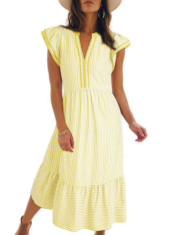 Dokotoo Womens Dresses 2026 V-Neck Cap Sleeve Empire Waist Dress