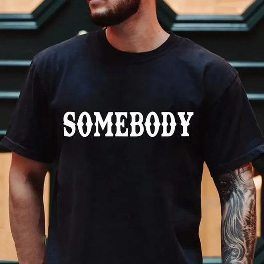 Matching Couple T-shirt Somebody Problem - Valentine Day's Gift Menswear Unisex Decoration Jet Print Sweatshirts Tops Yarn Black Casual