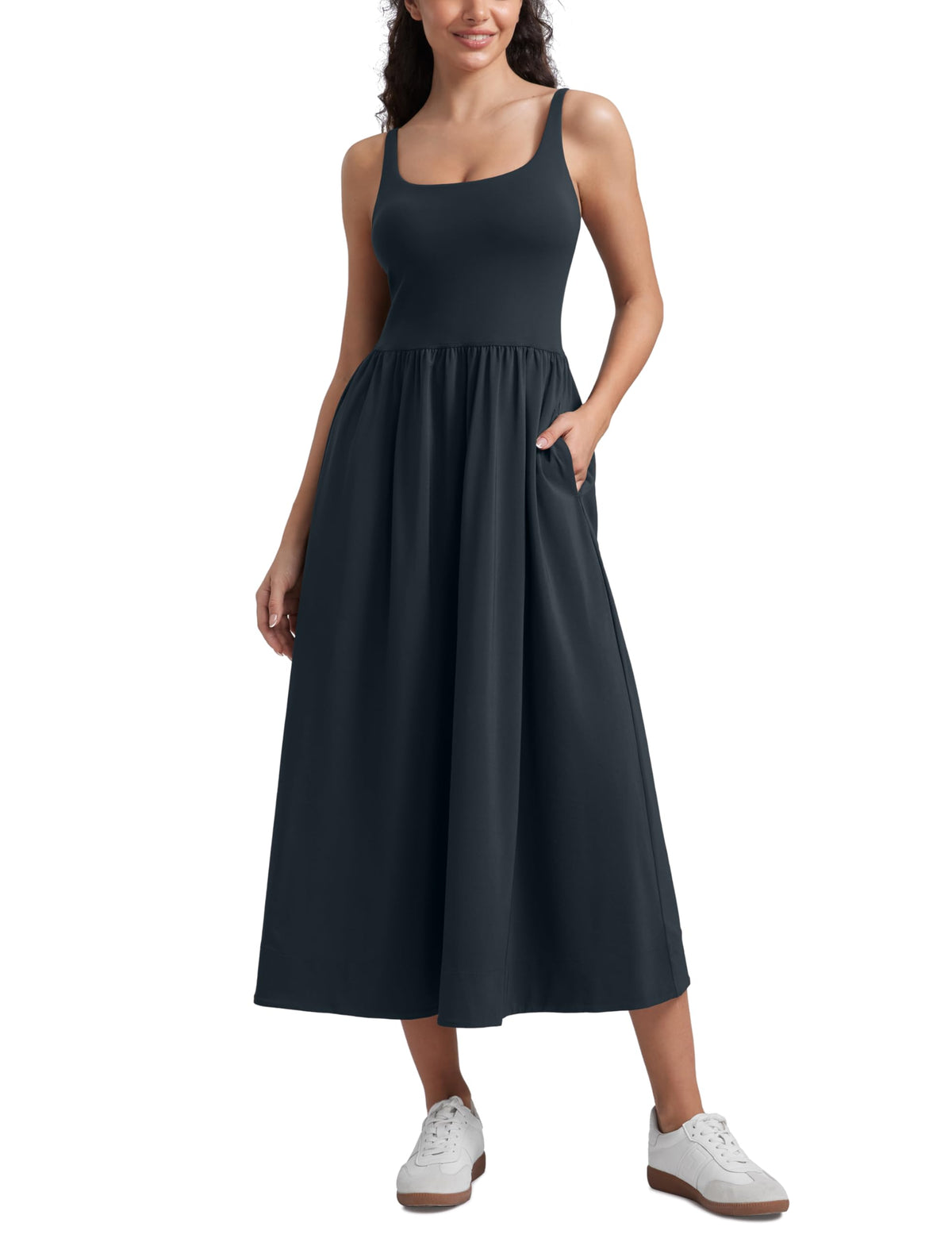 CRZ YOGA Square Neck Maxi Casual Dress