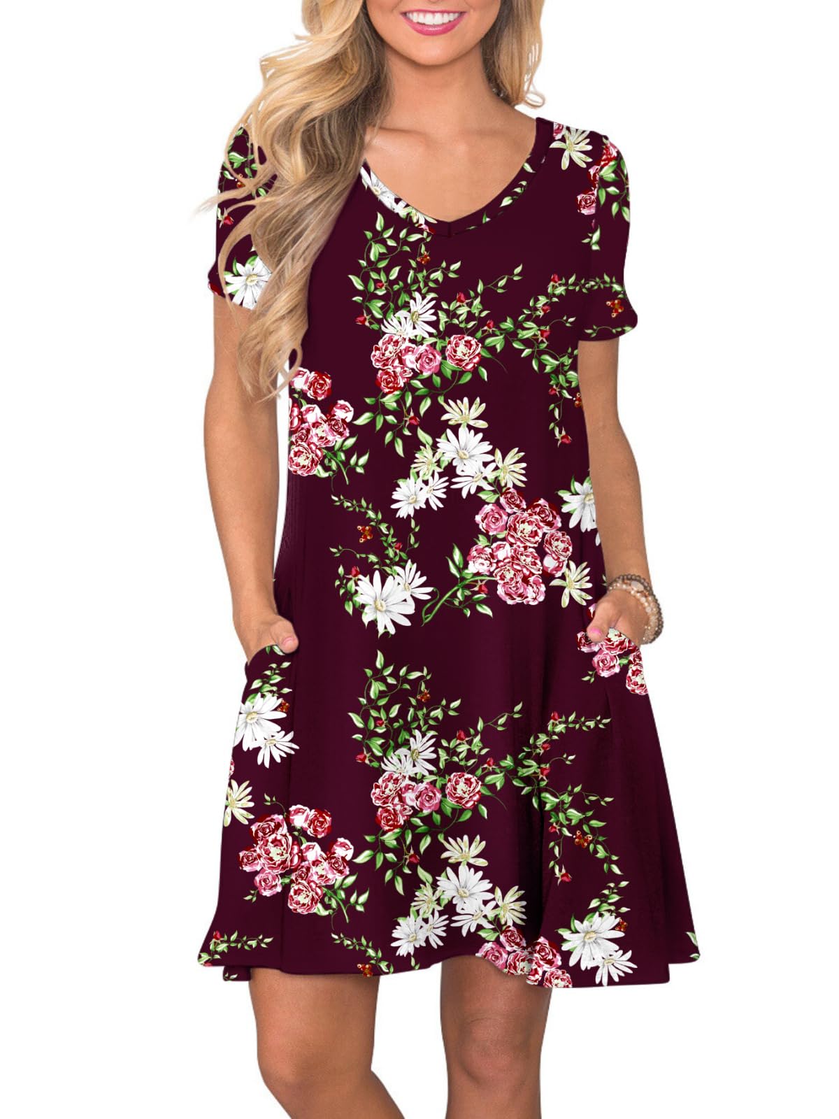 lionstill Women's Casual T Shirt Dress Summer Short Sleeve Swing Dresses with Pockets