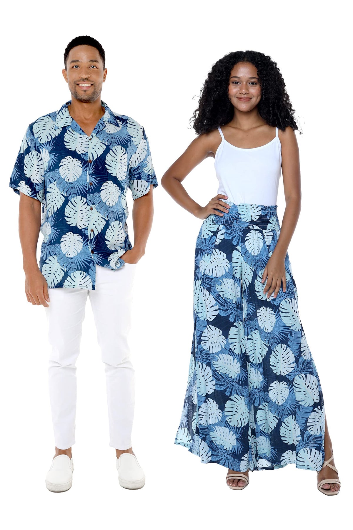 Matchable Couple Hawaiian Shirt or Pants Signature Prints Palms