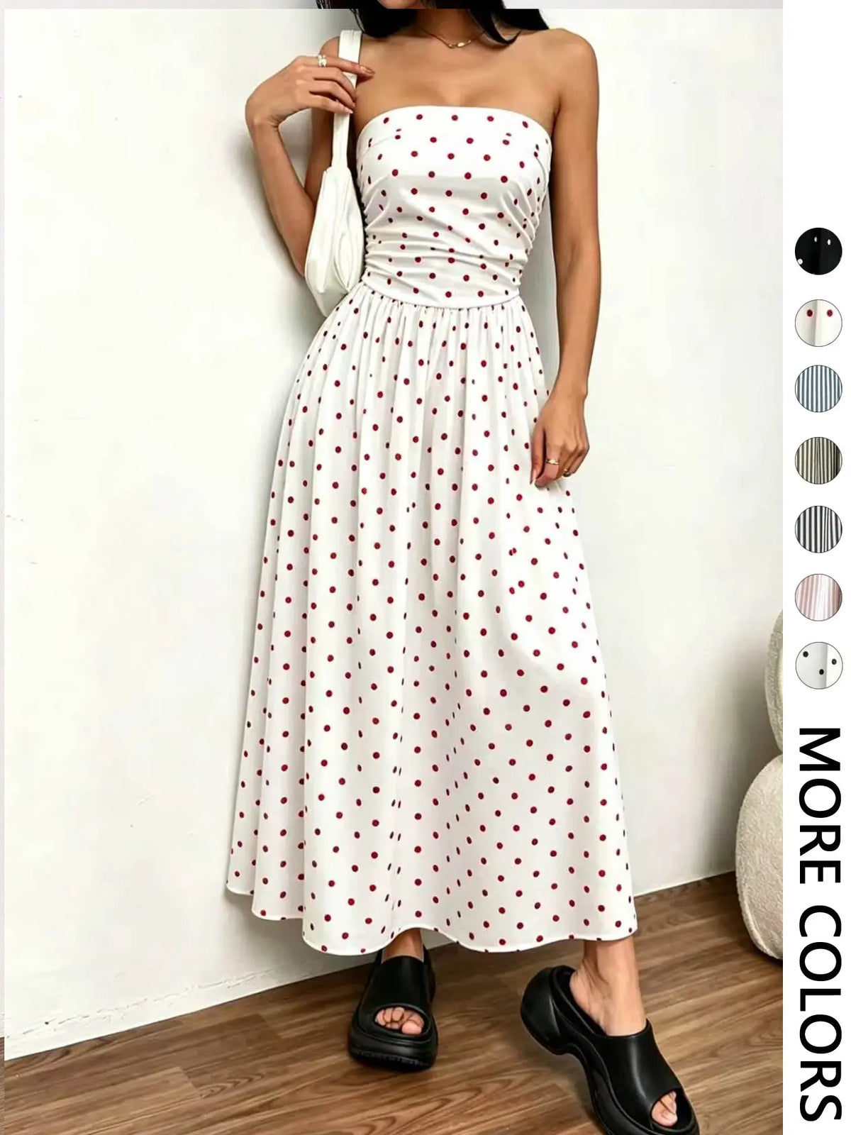 Women's Striped Strapless Tube Dress, Casual Sleeveless Dress for Summer, Fashion Women's Clothing for Daily Wear