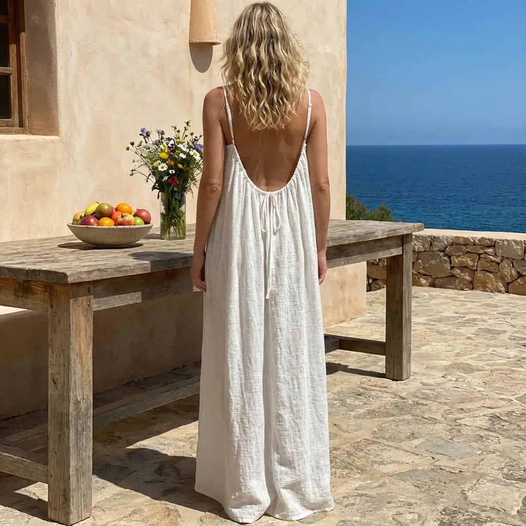 GYNLEUX Women's Basic Solid Color Backless Cami Dress - 1-3 Pcs, Comfortable Fabric Casual Women's Clothing for Summer Beach Holiday Sleeveless Dress, Backless Dress
