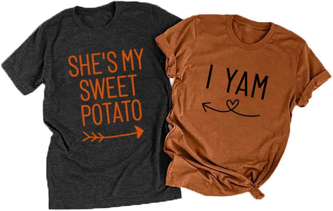 Tewmeu Couples Halloween Shirts Peter Pumpkin Eater Shirt Thanksgiving Tops