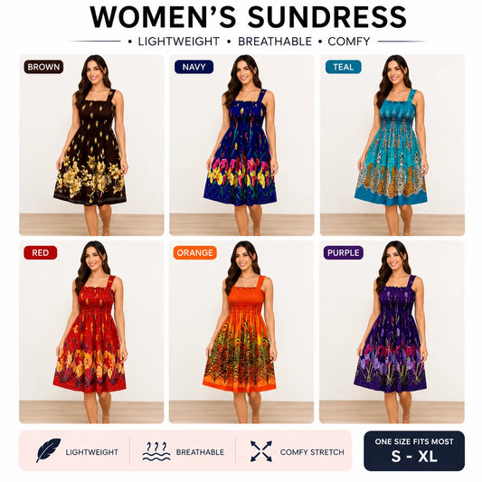 6  pieces Women summer boho dress casual floral print spaghetti strap square neck short dress Random Color