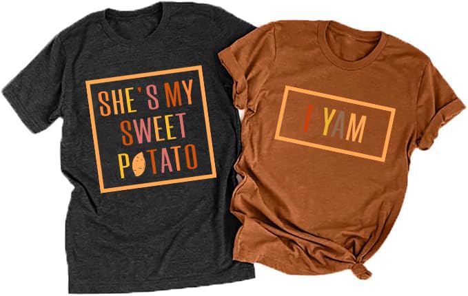 Tewmeu Couples Halloween Shirts Peter Pumpkin Eater Shirt Thanksgiving Tops
