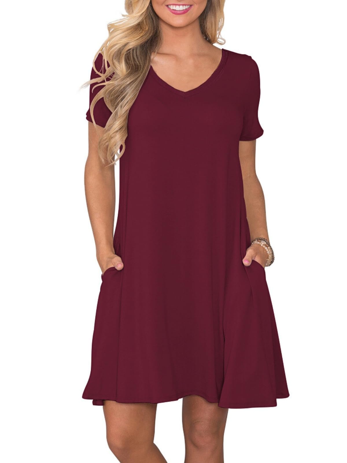 lionstill Women's Casual T Shirt Dress Summer Short Sleeve Swing Dresses with Pockets