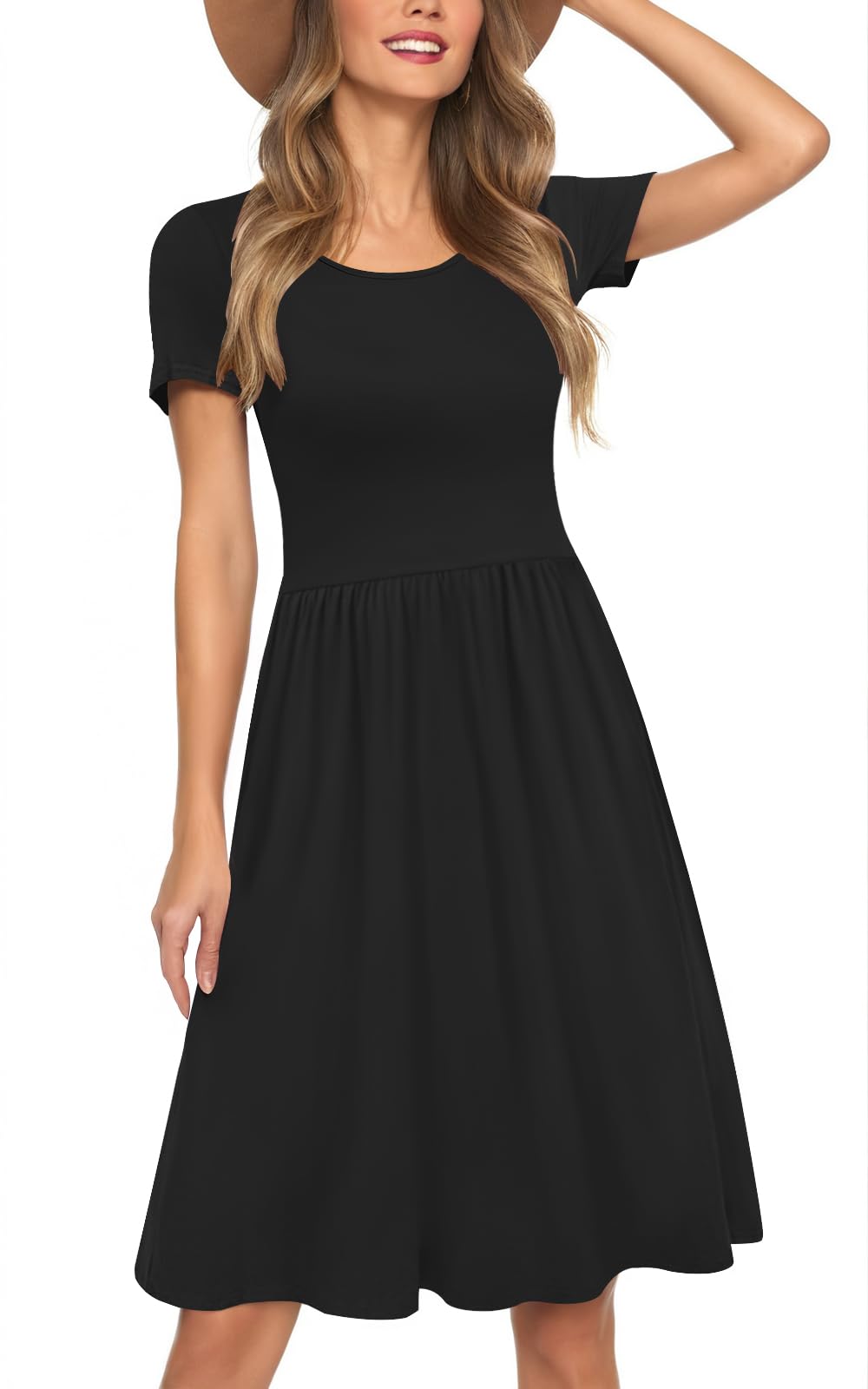 Womens Short Sleeve Empire Waist Dresses Casual Summer Dress