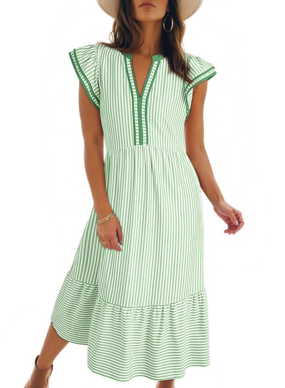 Dokotoo Womens Dresses 2026 V-Neck Cap Sleeve Empire Waist Dress