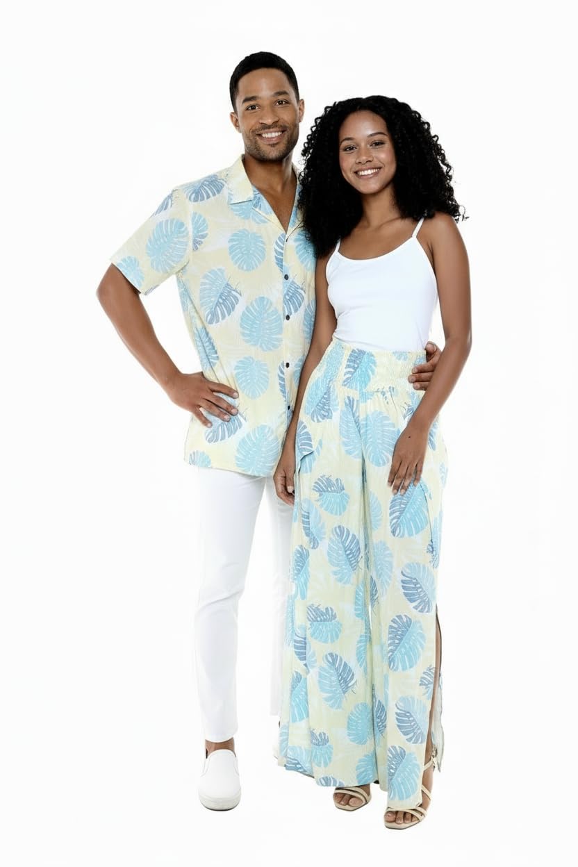 Matchable Couple Hawaiian Shirt or Pants Signature Prints Palms
