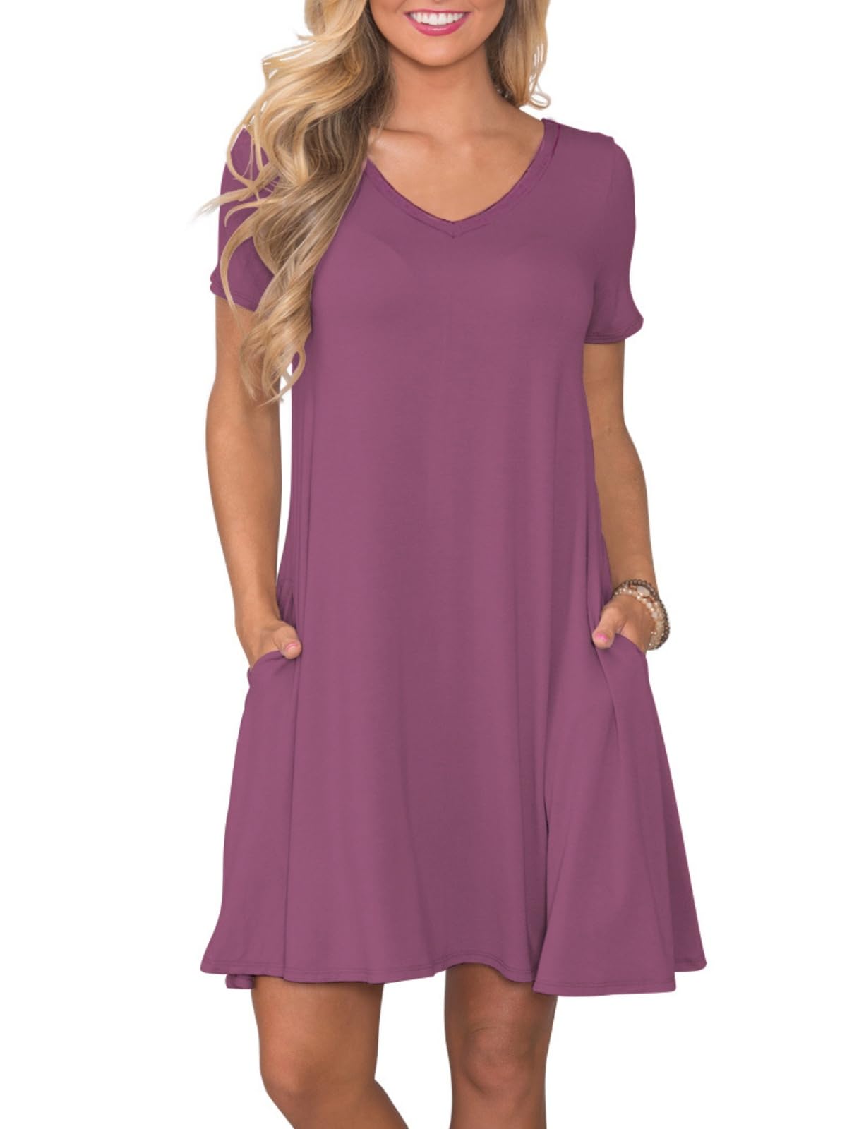 lionstill Women's Casual T Shirt Dress Summer Short Sleeve Swing Dresses with Pockets