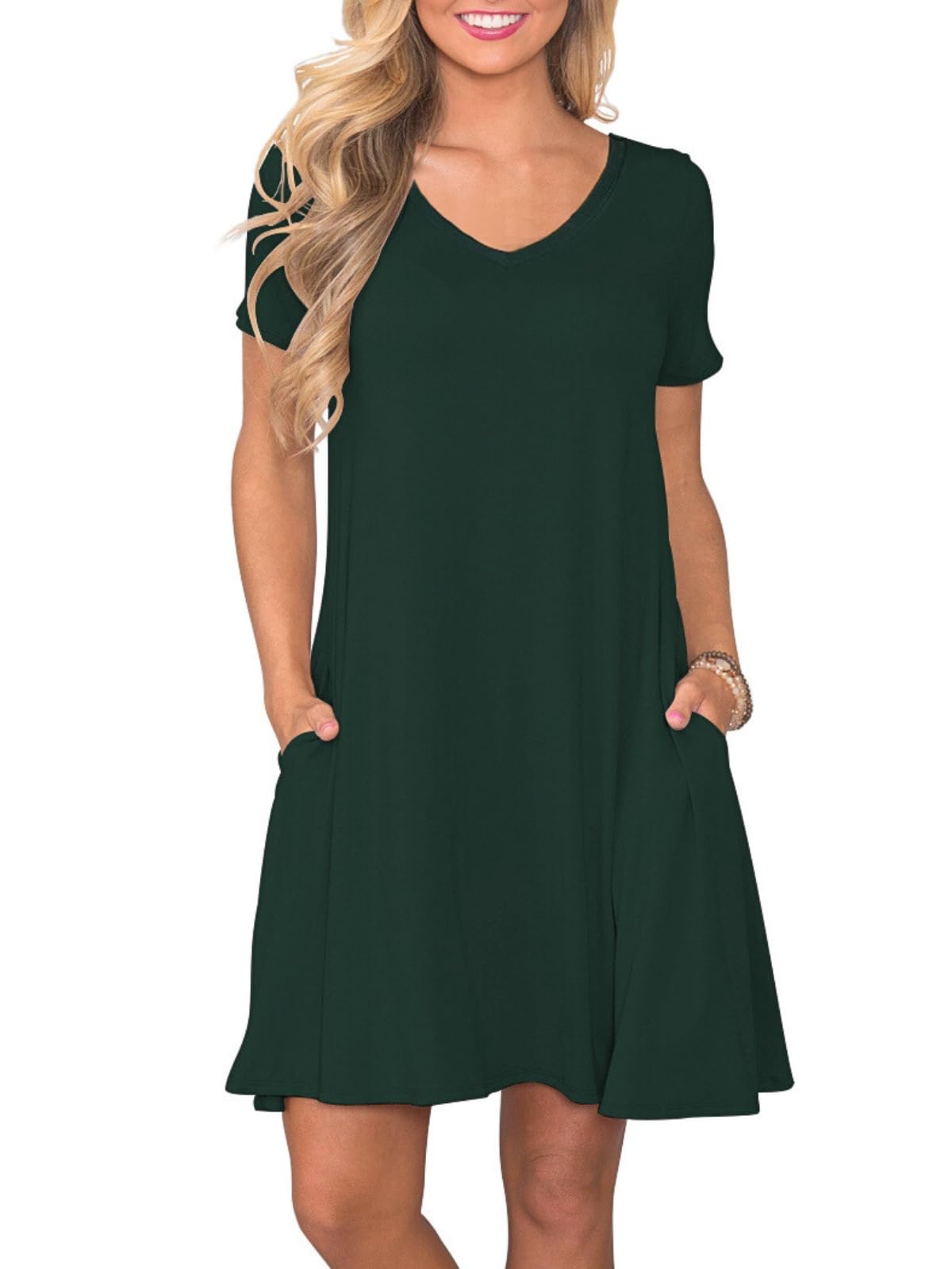 lionstill Women's Casual T Shirt Dress Summer Short Sleeve Swing Dresses with Pockets