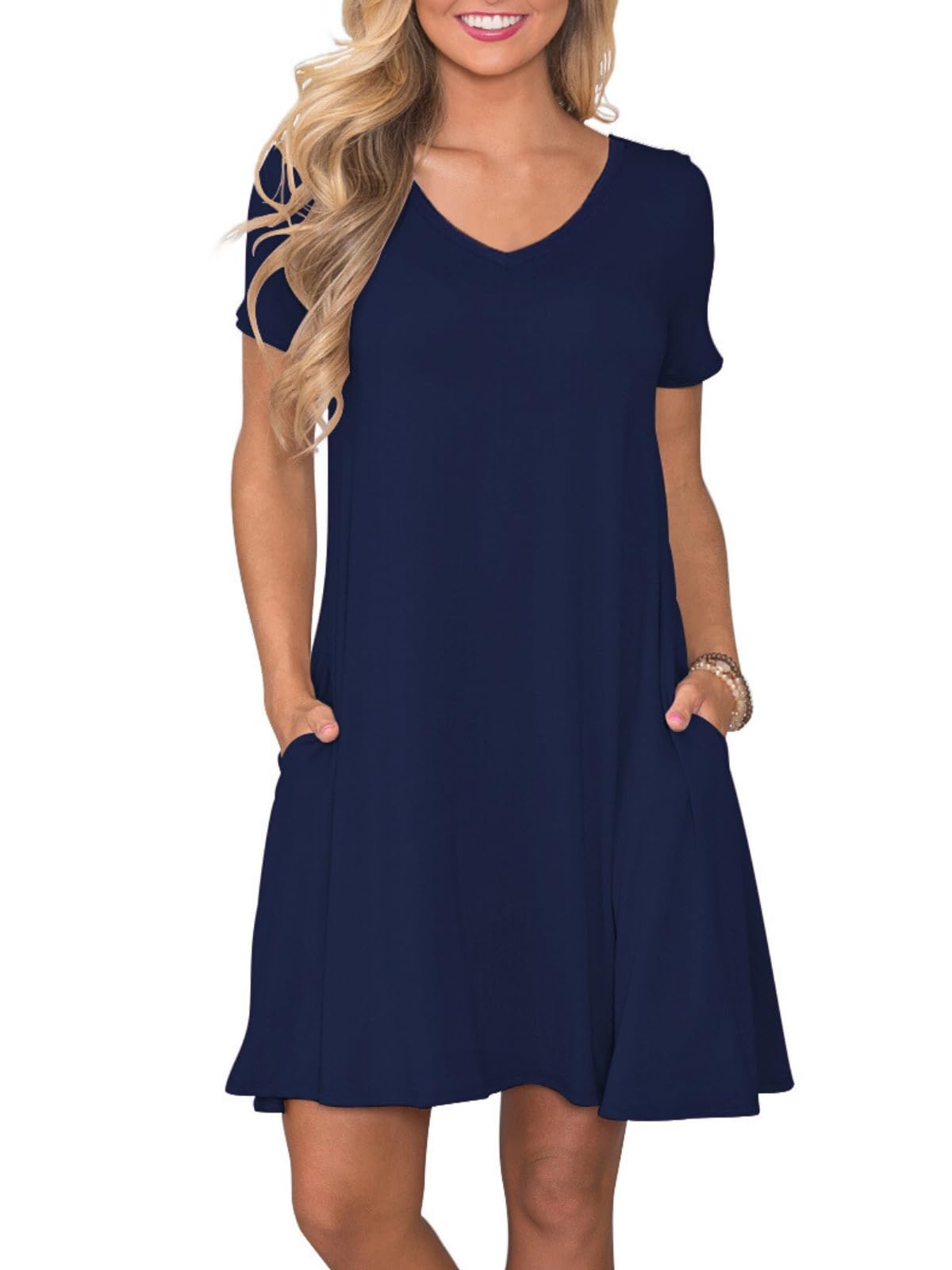 lionstill Women's Casual T Shirt Dress Summer Short Sleeve Swing Dresses with Pockets
