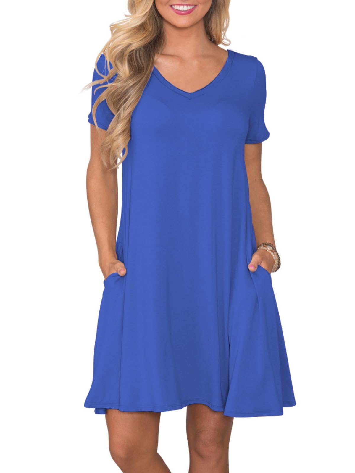 lionstill Women's Casual T Shirt Dress Summer Short Sleeve Swing Dresses with Pockets