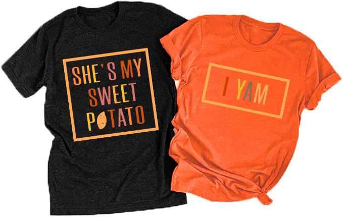 Tewmeu Couples Halloween Shirts Peter Pumpkin Eater Shirt Thanksgiving Tops