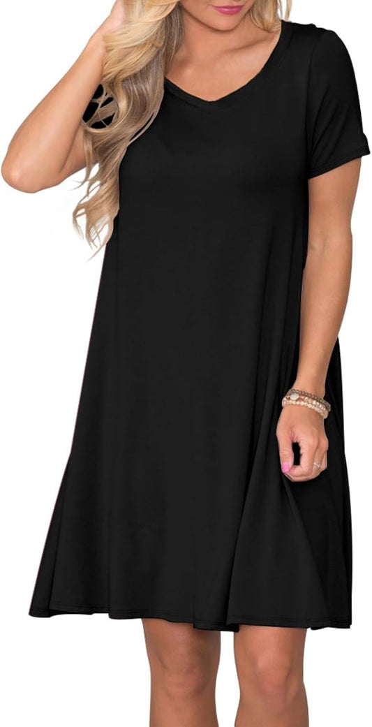lionstill Women's Casual T Shirt Dress Summer Short Sleeve Swing Dresses with Pockets