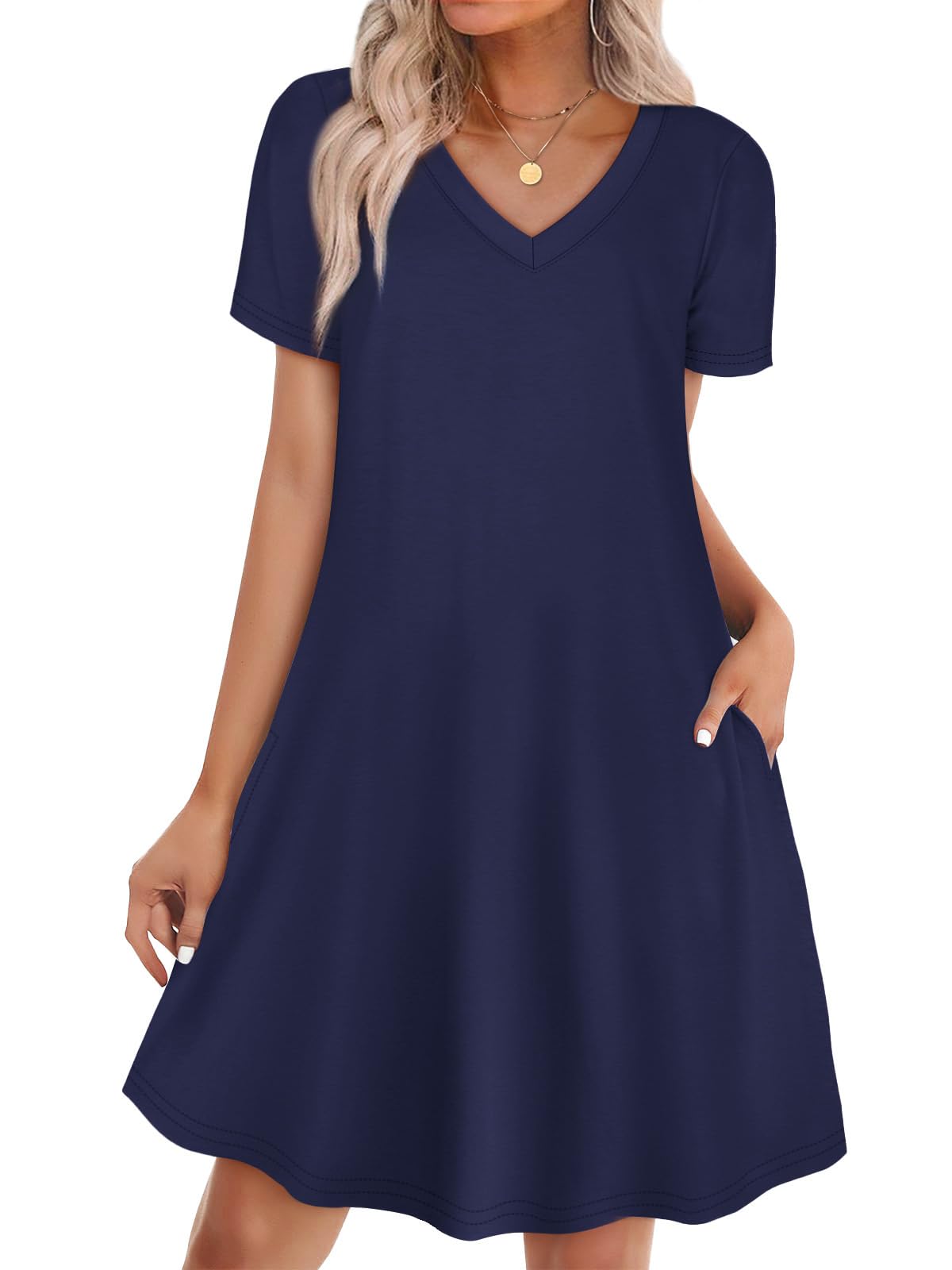 WIHOLL Boho Summer Dresses for Women Casual Loose T Shirt Dress with Pockets Beach Vacation Outfits S-4XL