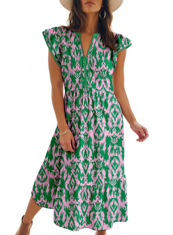 Dokotoo Womens Dresses 2026 V-Neck Cap Sleeve Empire Waist Dress