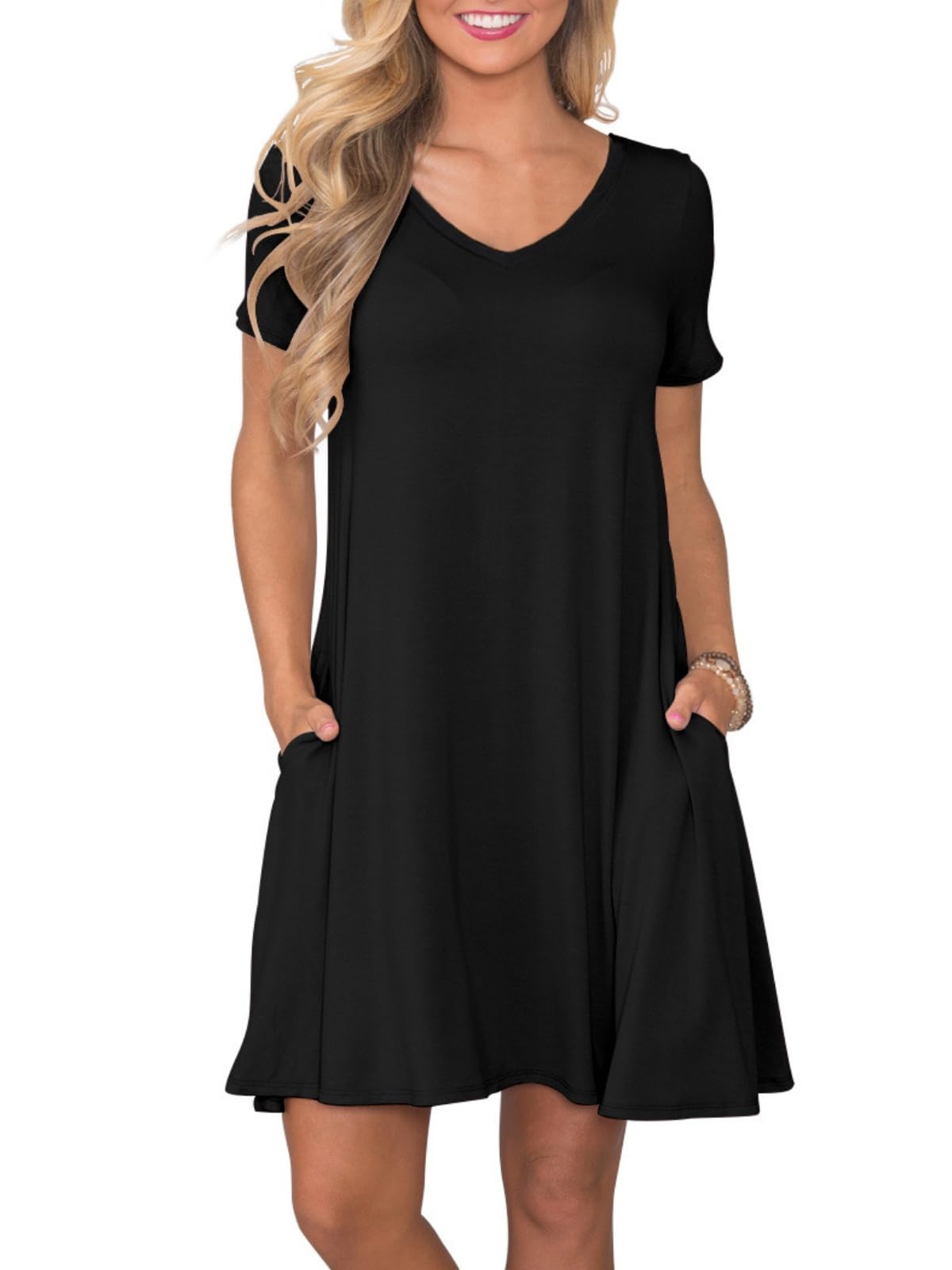 lionstill Women's Casual T Shirt Dress Summer Short Sleeve Swing Dresses with Pockets