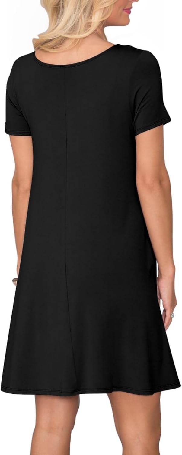 lionstill Women's Casual T Shirt Dress Summer Short Sleeve Swing Dresses with Pockets
