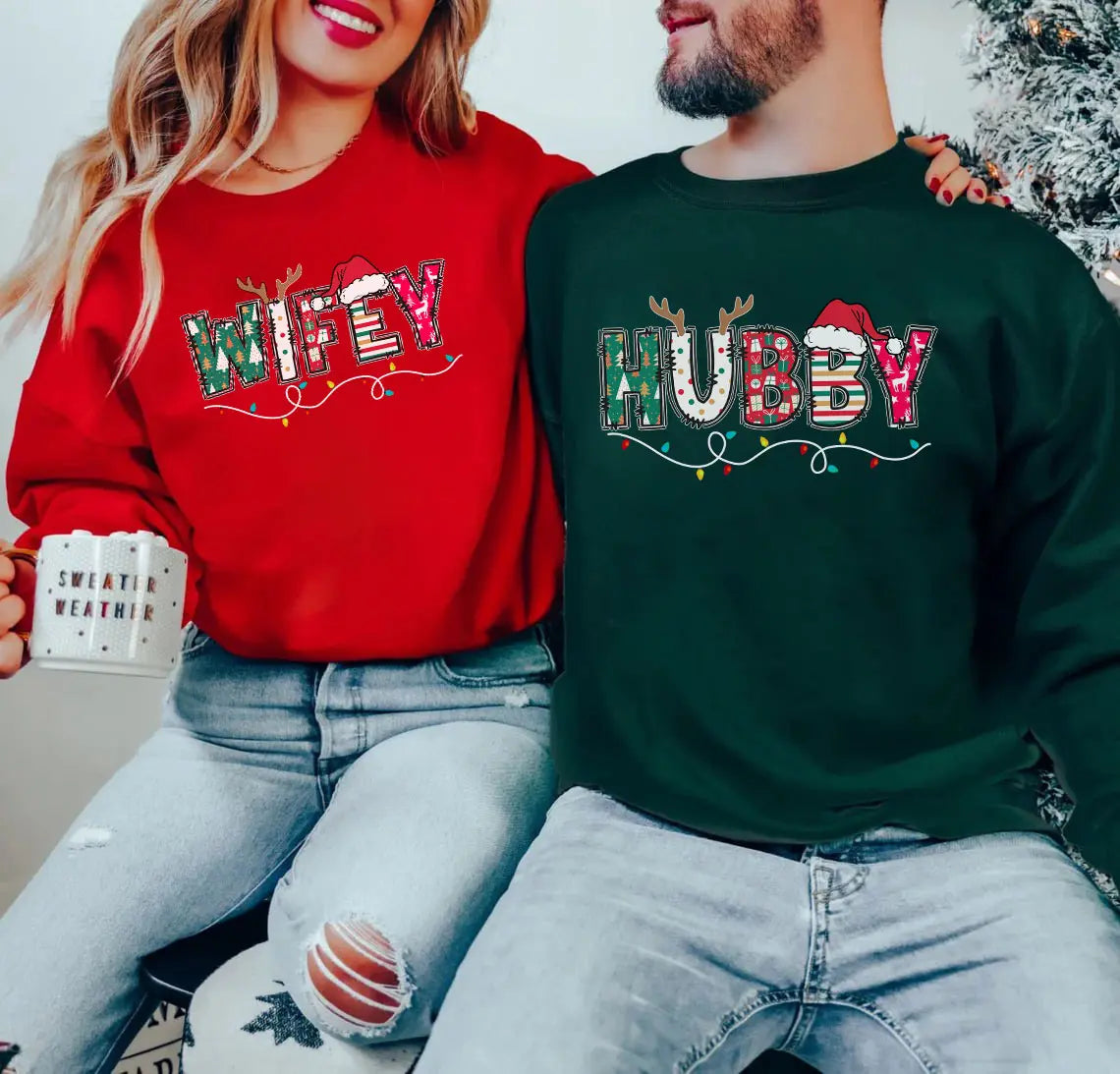 Wifey & Hubby Christmas Shirt, Christmas Husband Shirt, Christmas Wifey Shirt, Christmas Matching Couple Shirt,Holiday Gifts,Christmas Squad,Christmas Shirts,Xmas Gifts