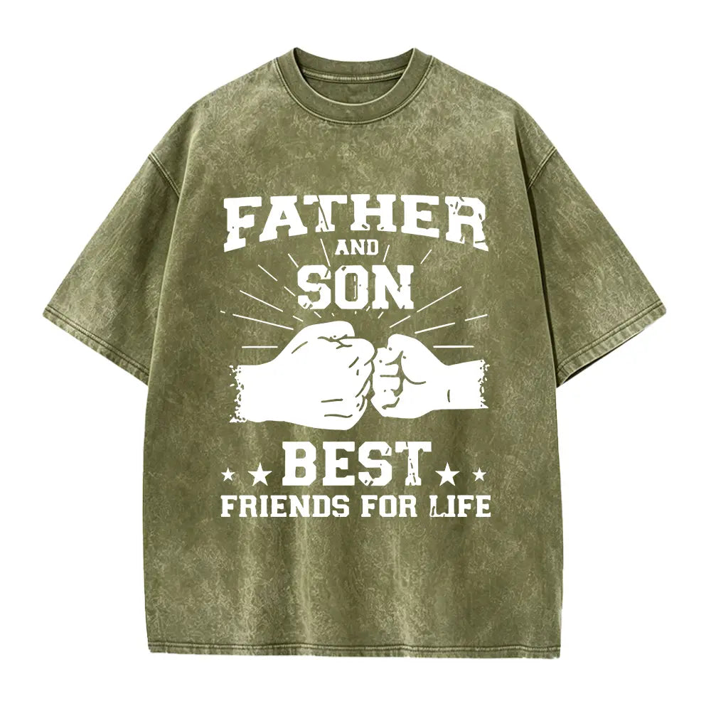 Women's Short-Sleeve T-Shirt - American Trendy Brand, Father-Son Friendship Word & Graffiti Letter Prints, Unisex High Street Style, Smooth Ribbed Seamless Fabric,sohochic