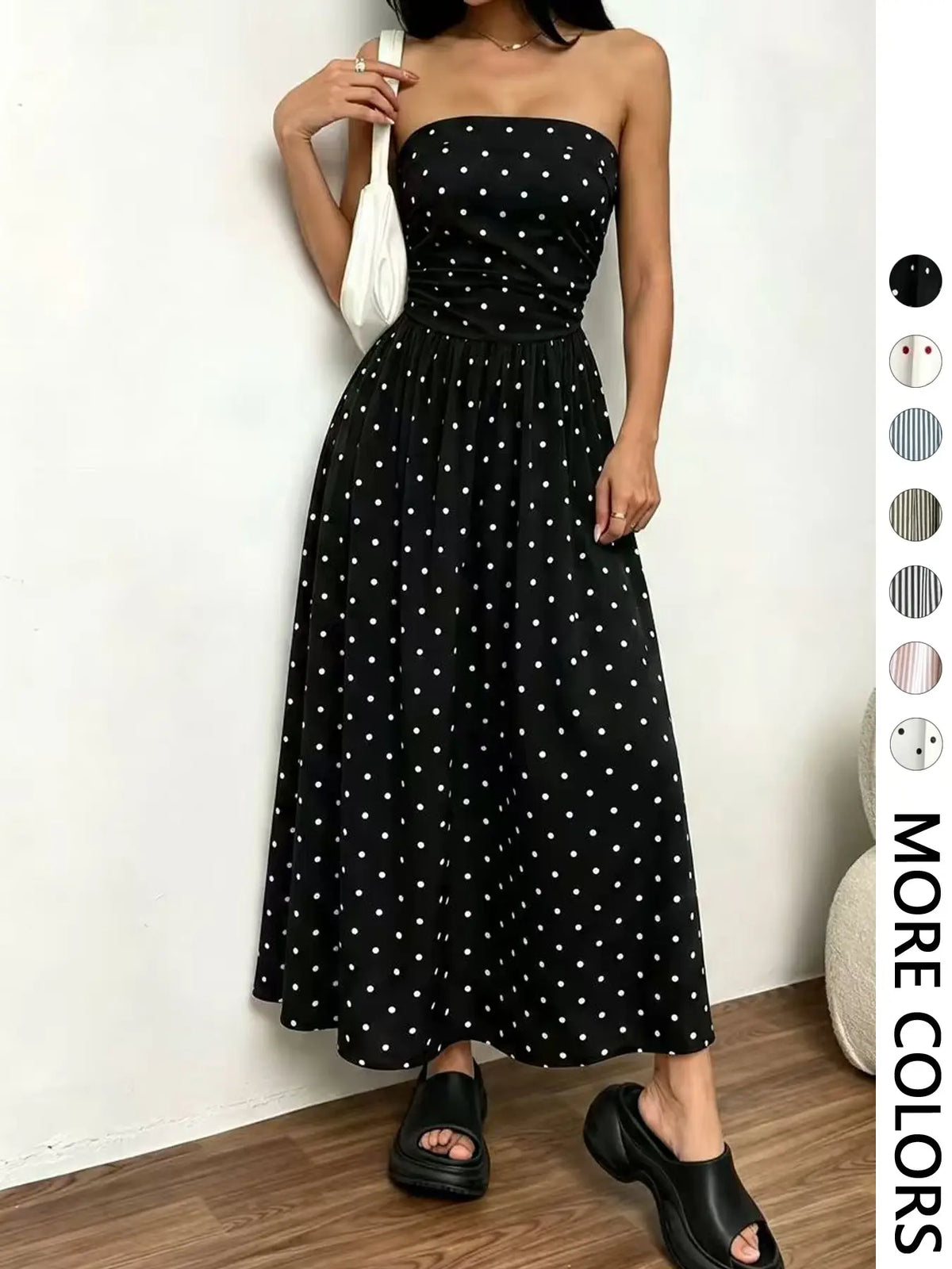 Women's Striped Strapless Tube Dress, Casual Sleeveless Dress for Summer, Fashion Women's Clothing for Daily Wear