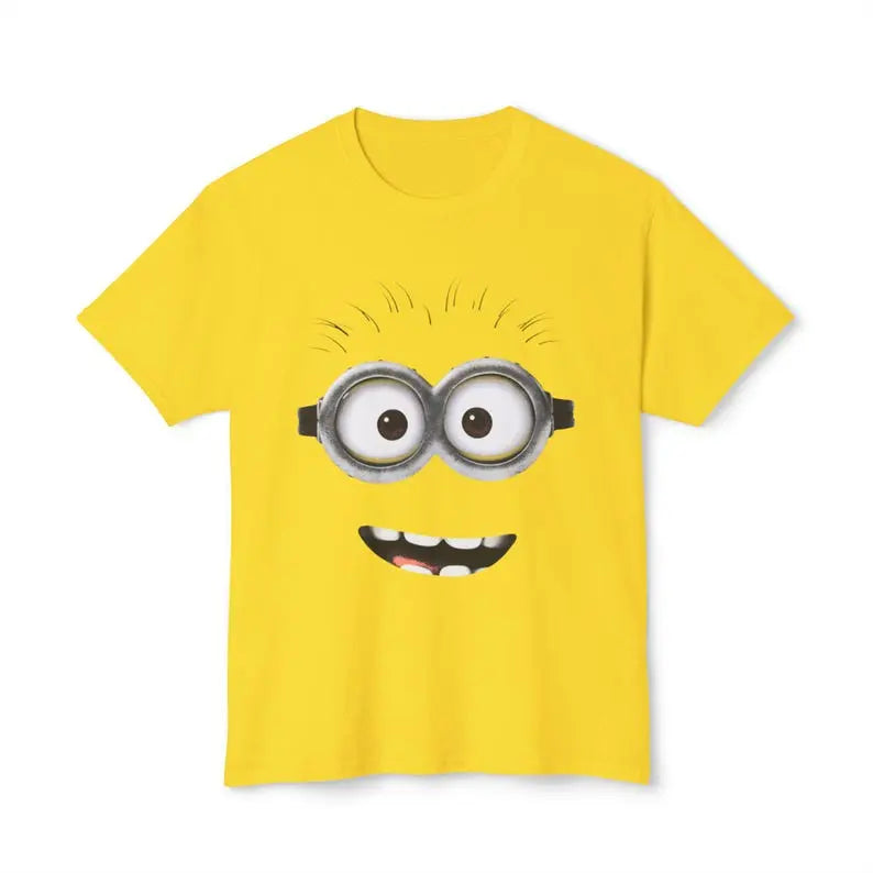 Funny Yellow Cartoon Couple Graphic Tee, One-Eye & Two-Eyes Character Shirt, Casual Cotton Unisex Streetwear #funnytee #cartoonshirt #graphictee #streetwear