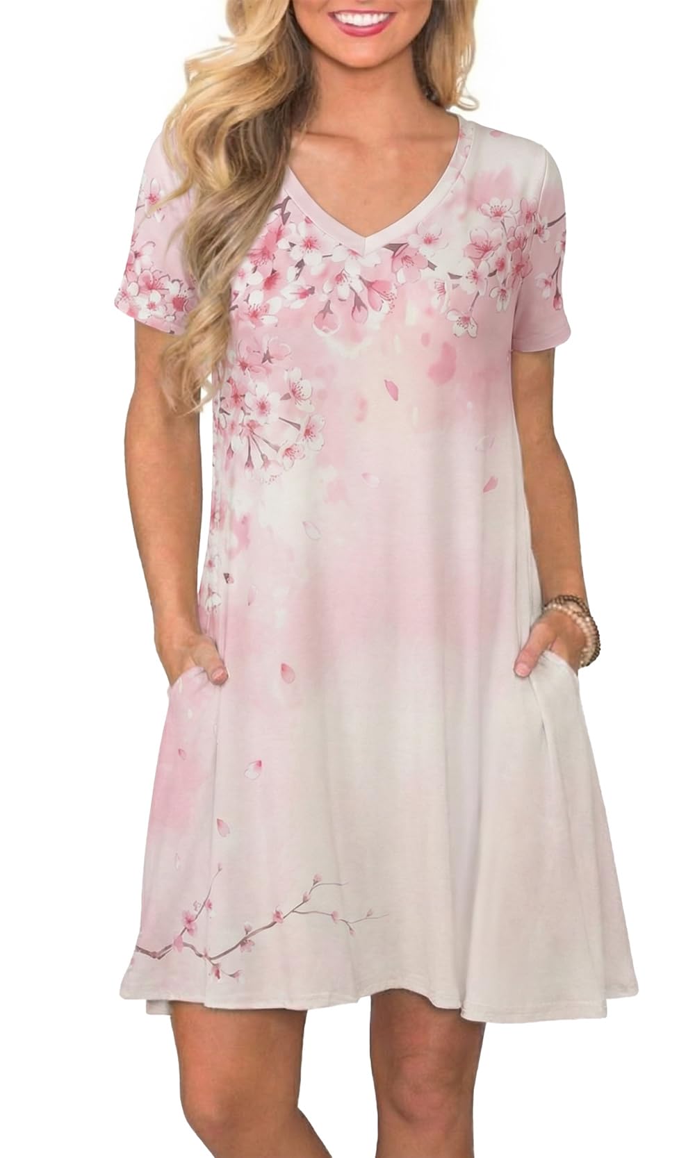 lionstill Women's Casual T Shirt Dress Summer Short Sleeve Swing Dresses with Pockets