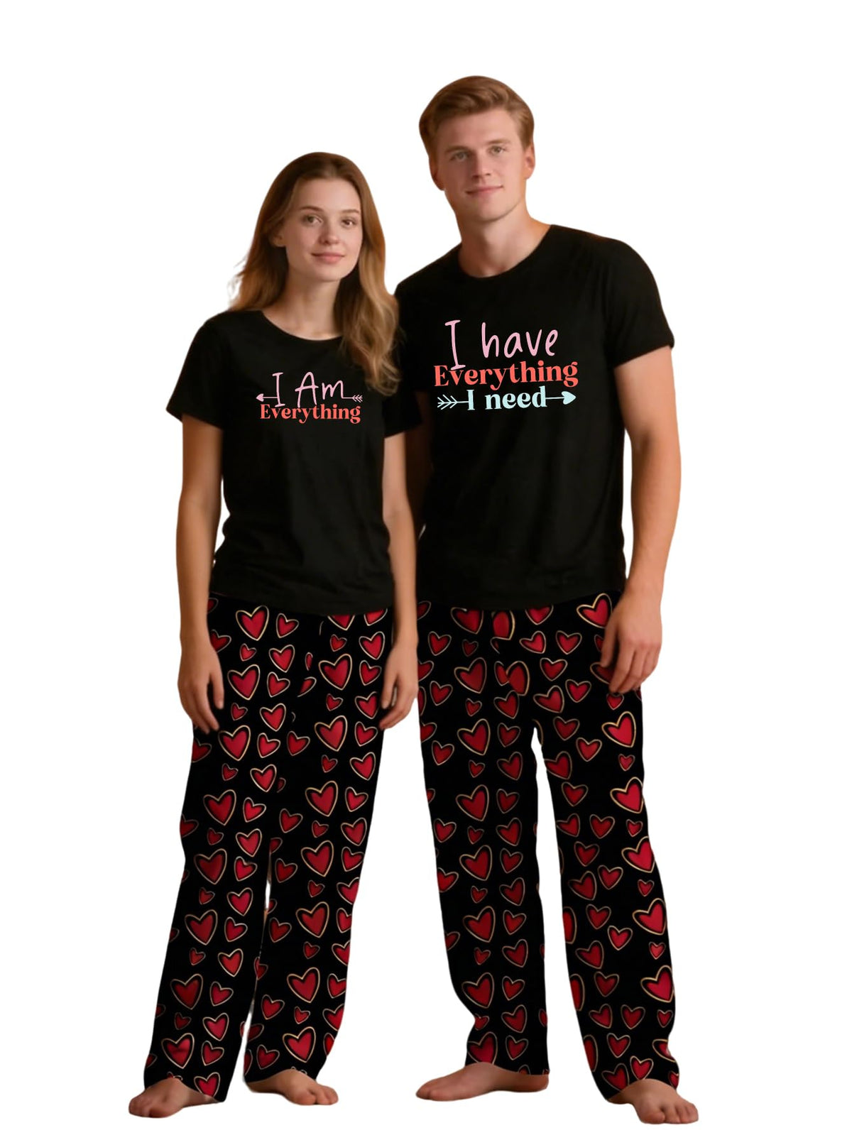 MI X TEE Matching Pajamas for Couples, His and Hers Sleepwear Sets