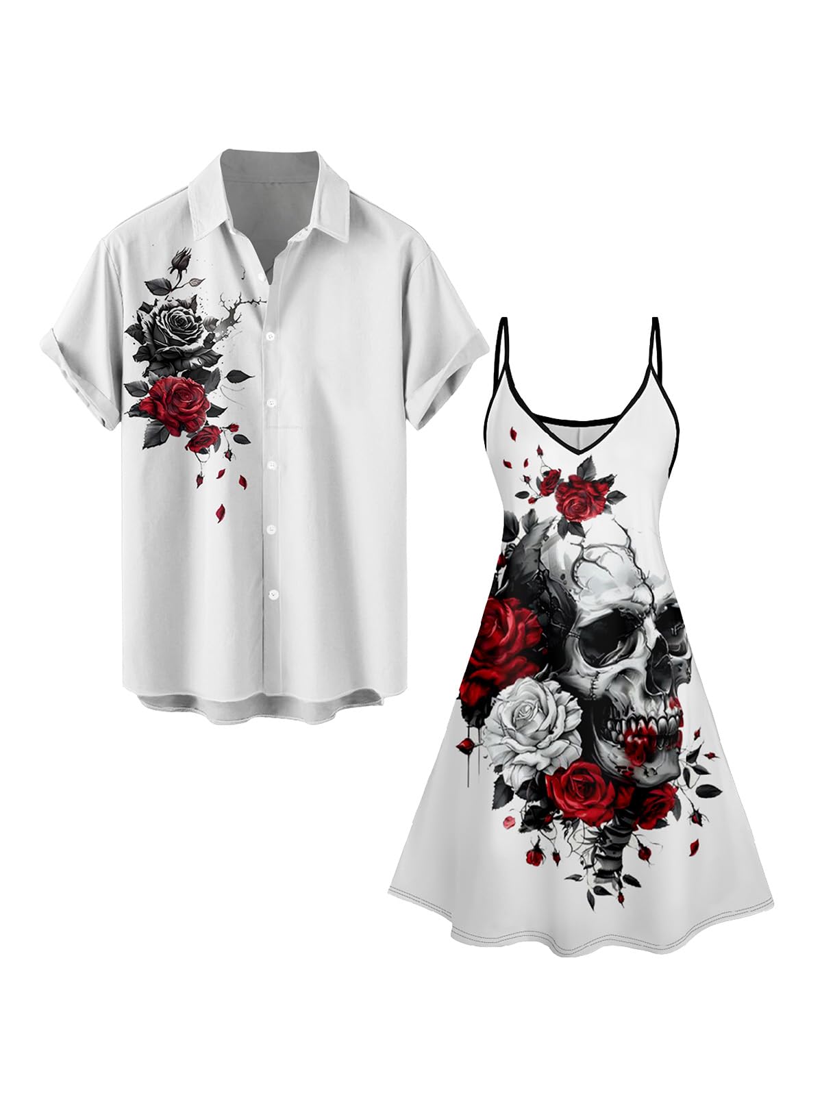 DRESSFO Couples Gothic Floral Outfit