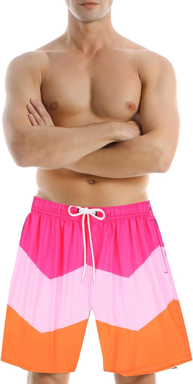 Colorblock Couples Matching Swimsuit His and Hers, Women Swimsuit 3 Piece Set with Skirt, Men Swimtrunks with Lining