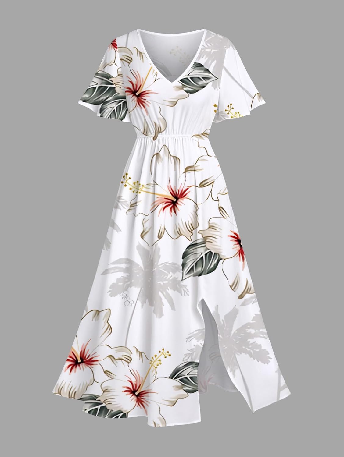 Matchable Couple Hawaiian Sea Beach Starfish Turtle Shell Print Shirt or Plus Size Midi Split A Line Dress