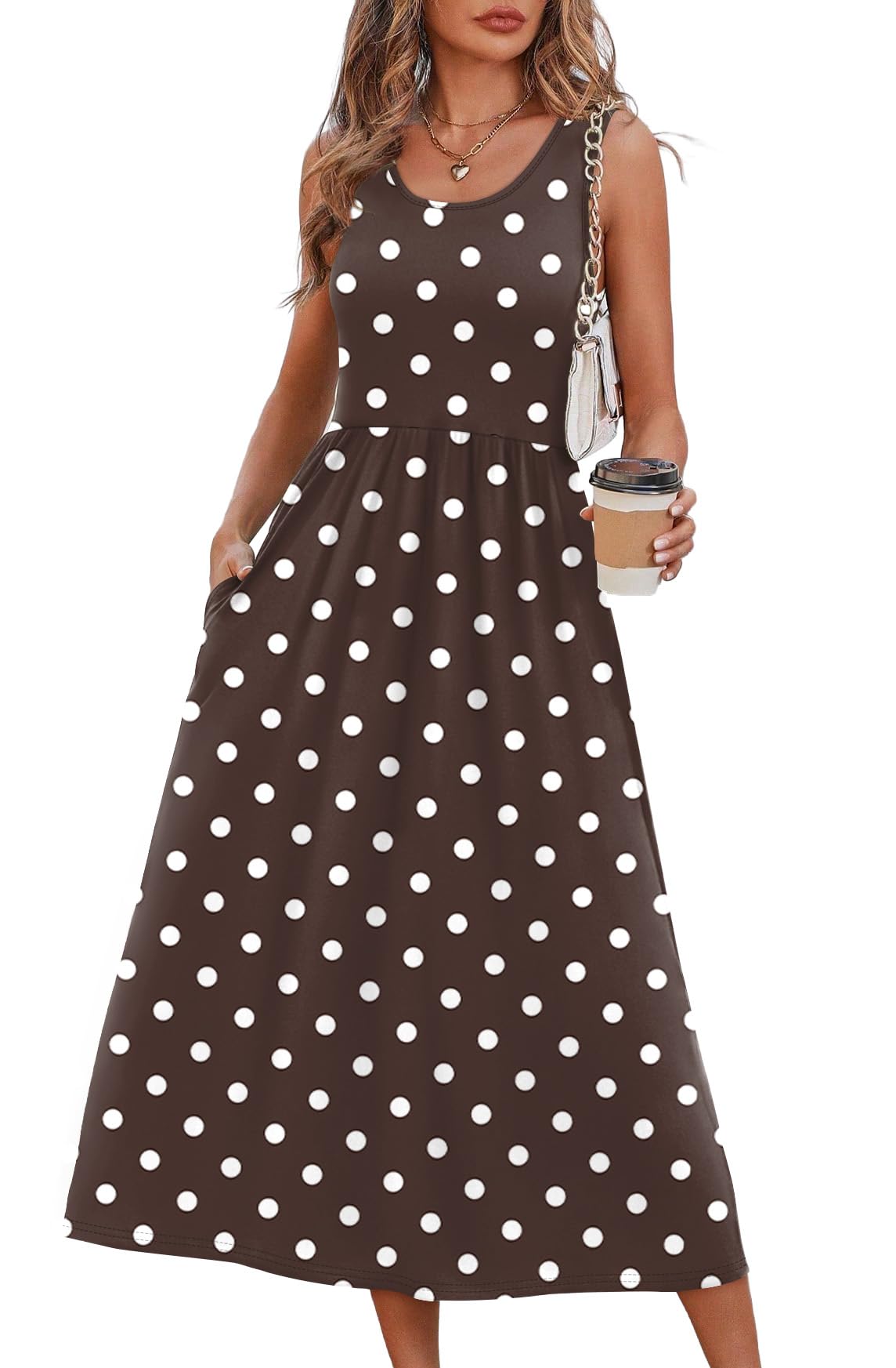 WIHOLL Summer Dresses for Women Flowy Casual Midi Dress Beach Vacation Sundresses with Pockets