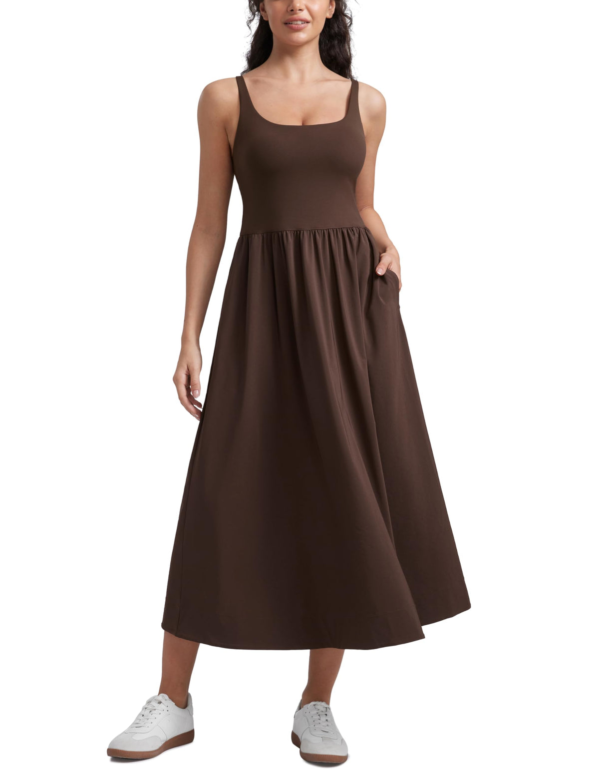 CRZ YOGA Square Neck Maxi Casual Dress