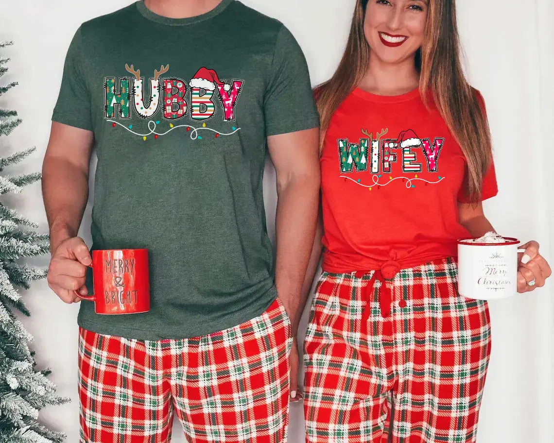 Wifey & Hubby Christmas Shirt, Christmas Husband Shirt, Christmas Wifey Shirt, Christmas Matching Couple Shirt,Holiday Gifts,Christmas Squad,Christmas Shirts,Xmas Gifts