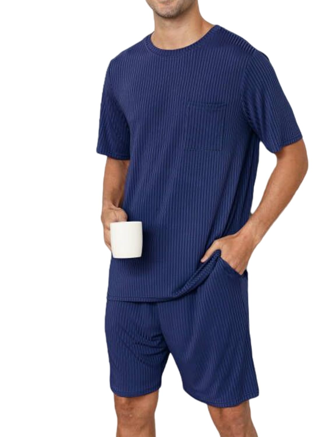 EISHOPEER Matching Pajamas for Couples 2 Piece Lounge Set Ribbed Knit Pajama Matching Tops and Shorts Soft Sleepwear S-XXL