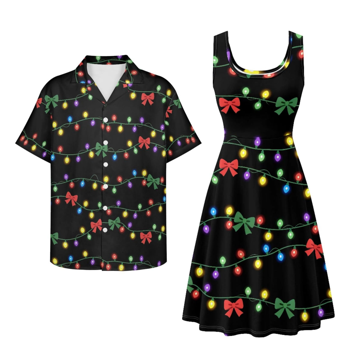 Dreaweet Summer Dresses for Women A-Line Sleeveless Flowy Sun Dresses,Men's Casual Button-Down Shirts,Couple Matching Outfits