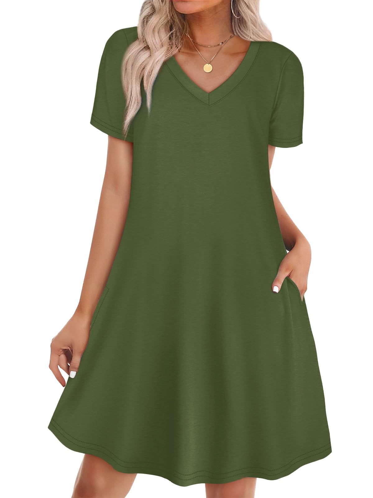 WIHOLL Boho Summer Dresses for Women Casual Loose T Shirt Dress with Pockets Beach Vacation Outfits S-4XL