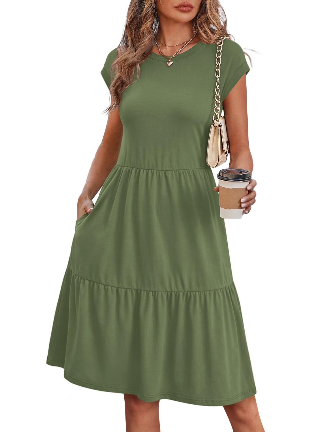 WIHOLL Summer Dresses for Women 2026 Cap Sleeve Casual Sundresses Floral Tiered Swing Fashion Beach Vacation Dress