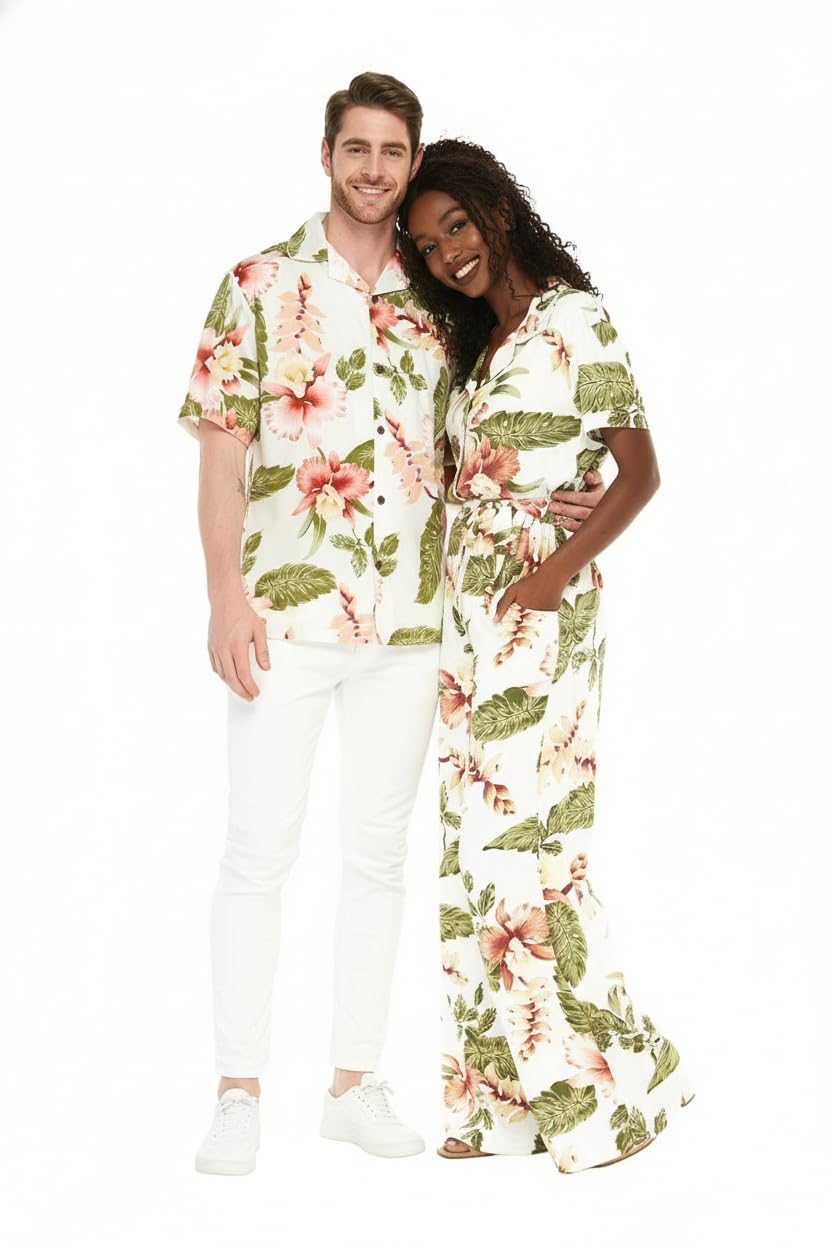 Matchable Couple Hawaiian Shirt or Jumpsuit Signature Prints Rafelsia