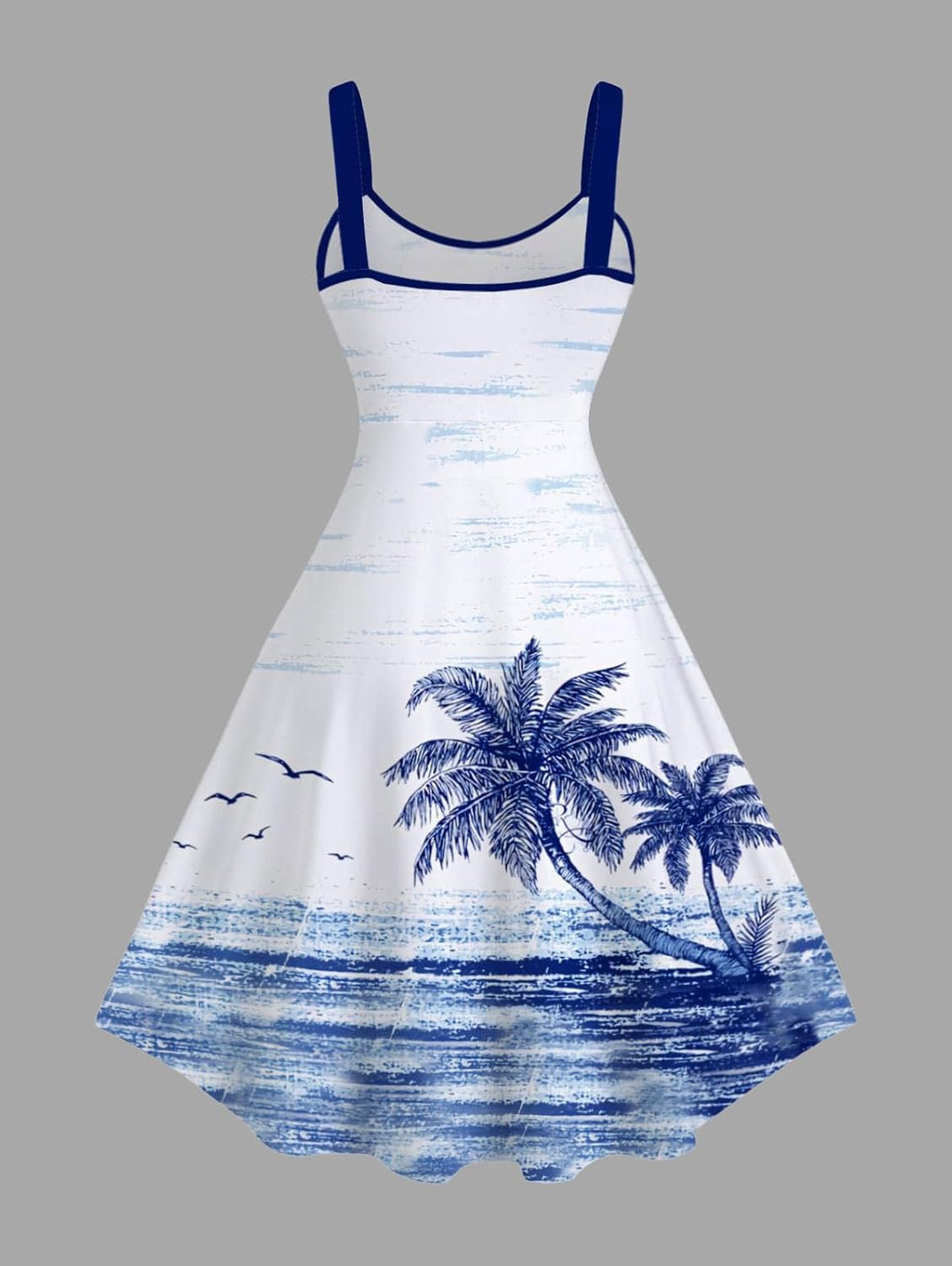ROSE GAL Matchable Couple Hawaiian Coconut Tree Print Shirt or Plus Size Knee Length Fit and Flare Tank Dress