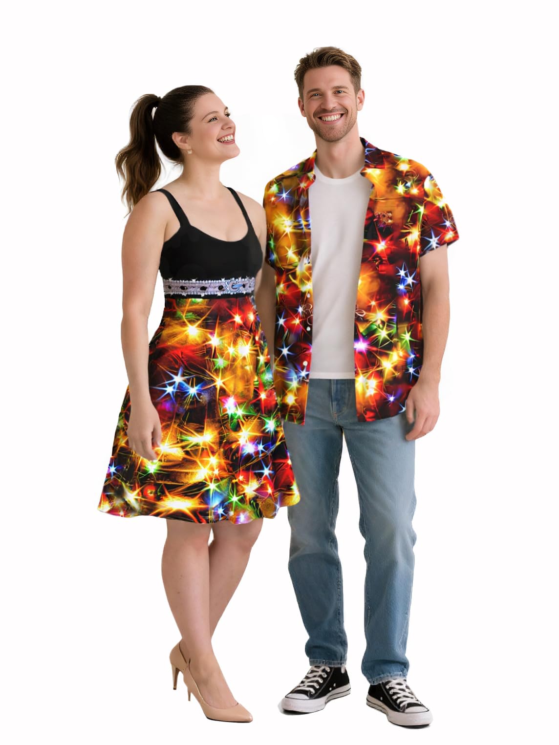 ROSE GAL Matchable Couples Hawaiian Men Shirt and Women Vintage Vintage Sleeveless Dress