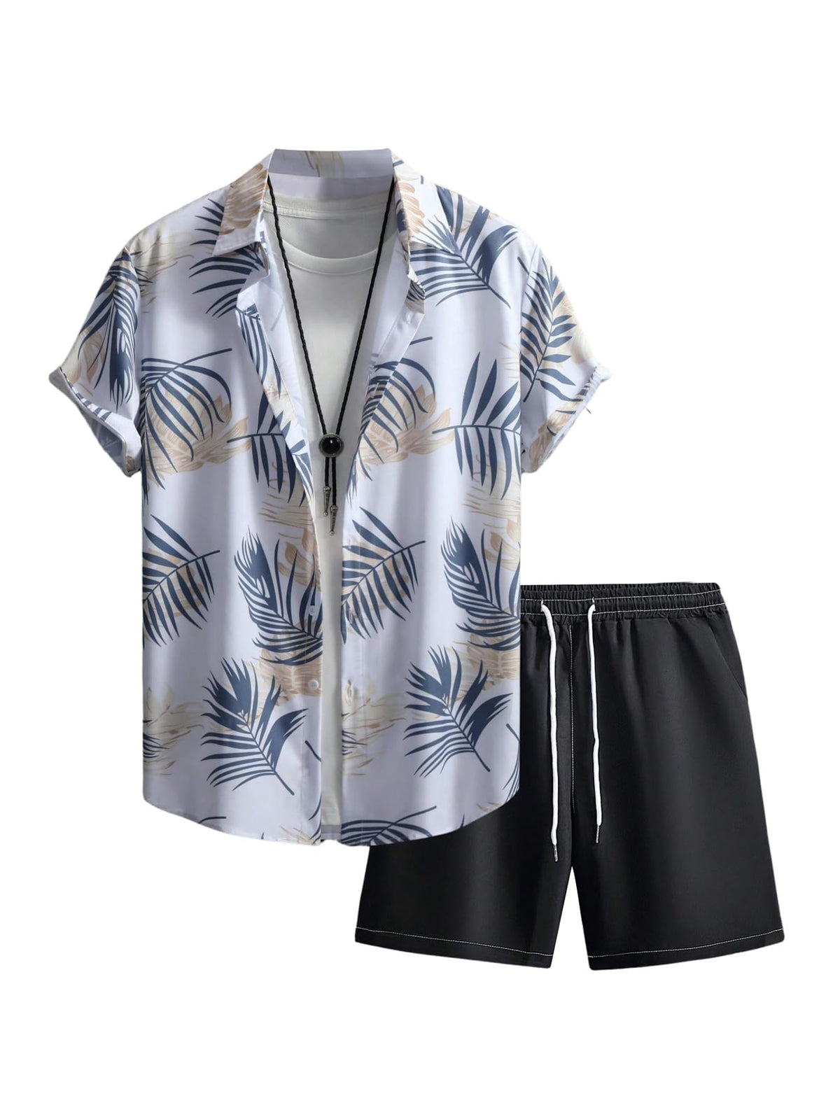 GORGLITTER Men's Beach Cruise Vacation Outfits Floral Shirt and Shorts Sets