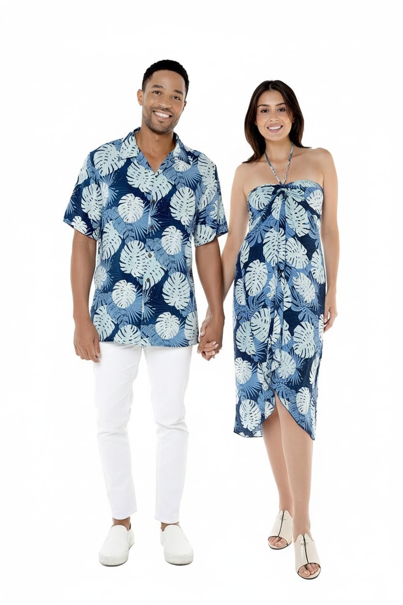 Matchable Couple Hawaiian Shirt or Dress Signature Prints Pacific Palm
