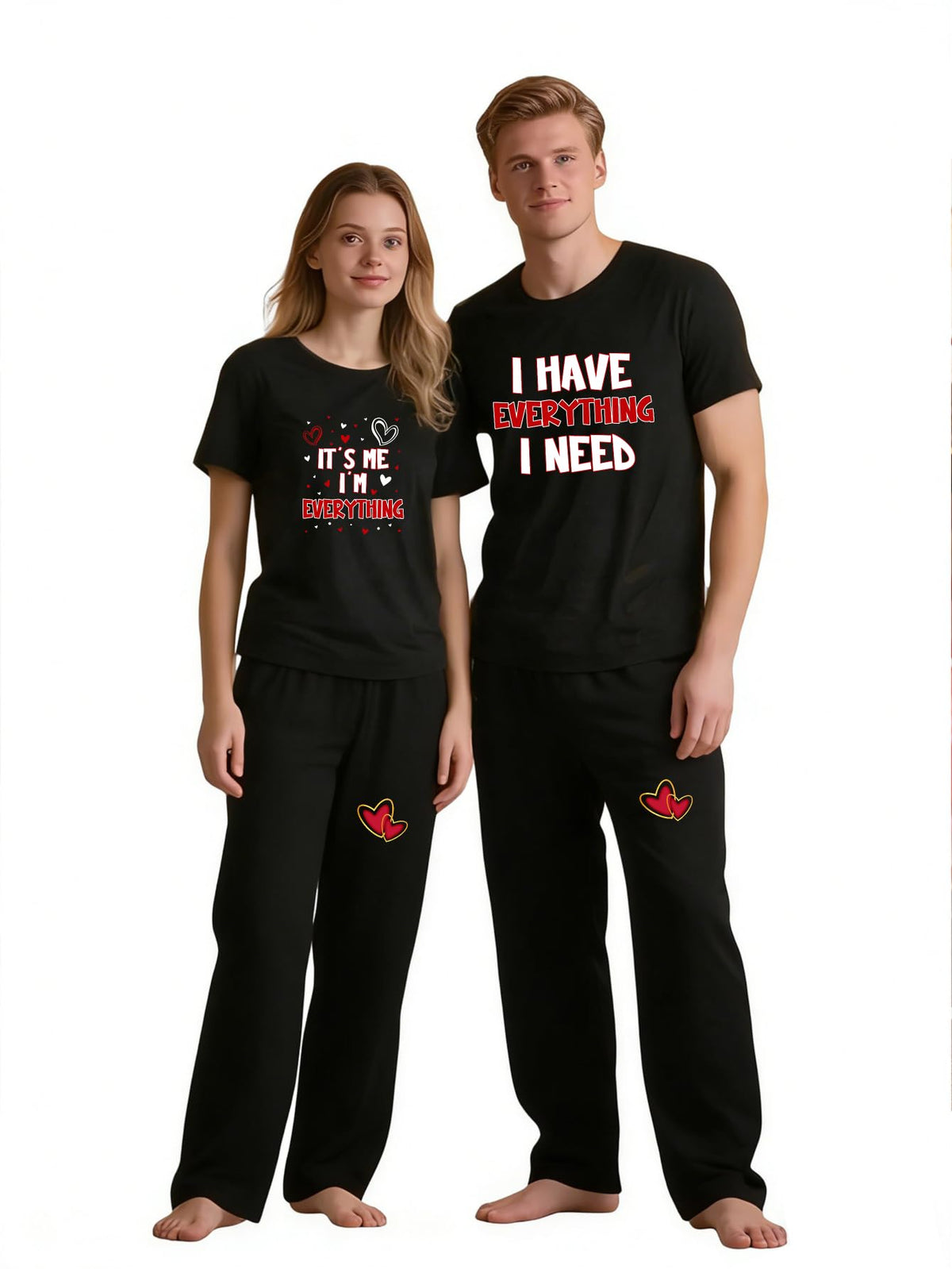 MI X TEE Matching Pajamas for Couples, His and Hers Sleepwear Sets
