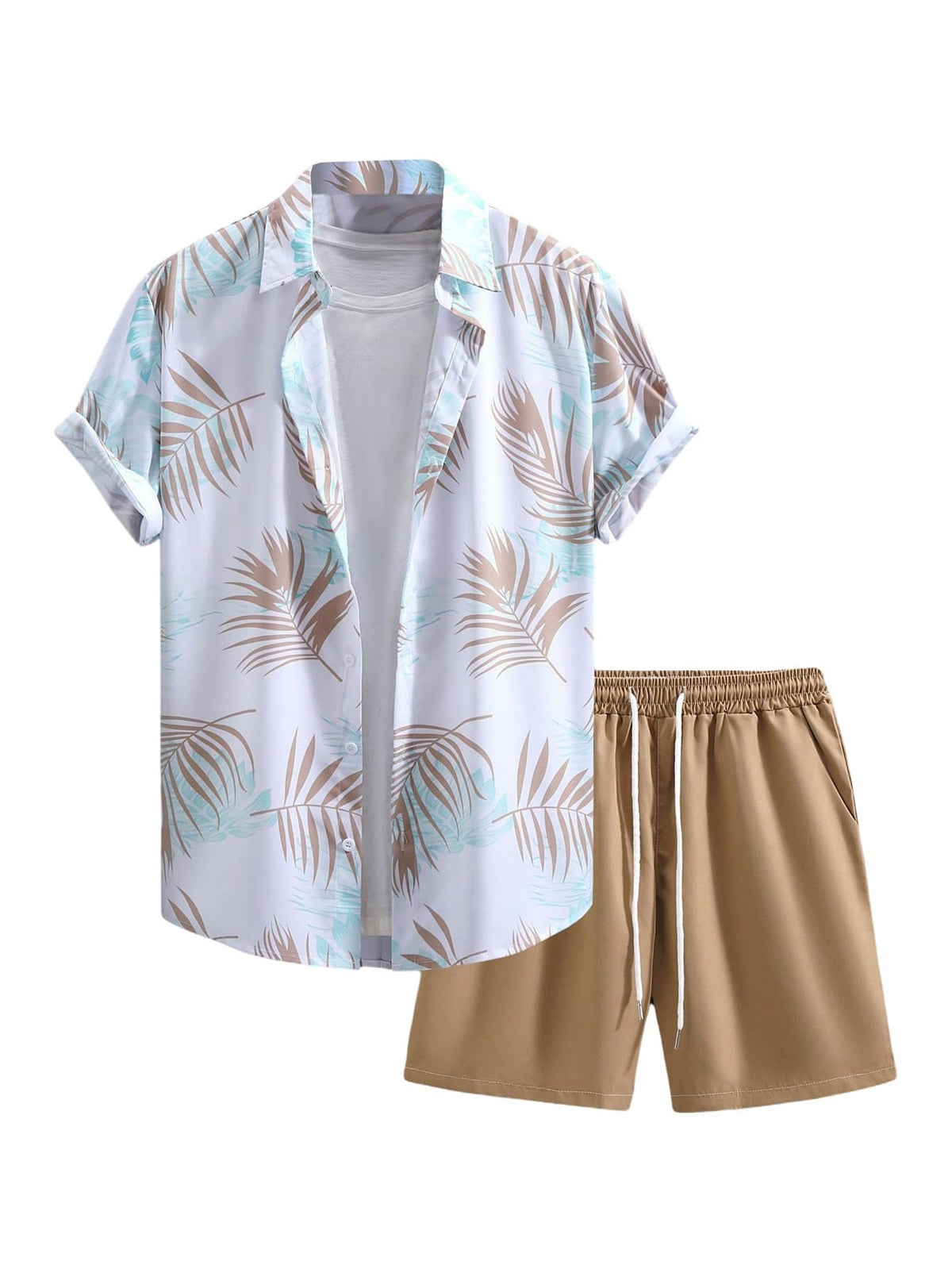 GORGLITTER Men's Beach Cruise Vacation Outfits Floral Shirt and Shorts Sets