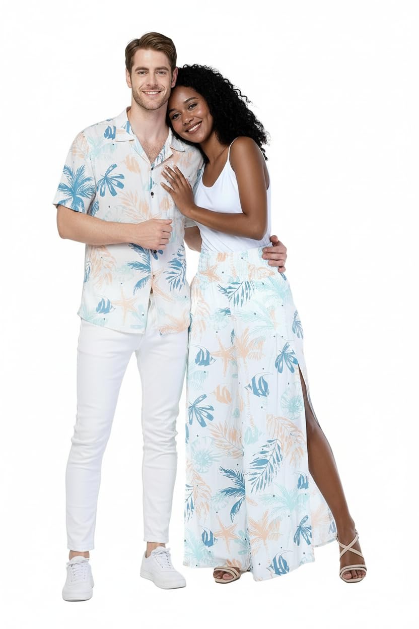 Matchable Couple Hawaiian Shirt or Pants Signature Prints Wispy Cereus