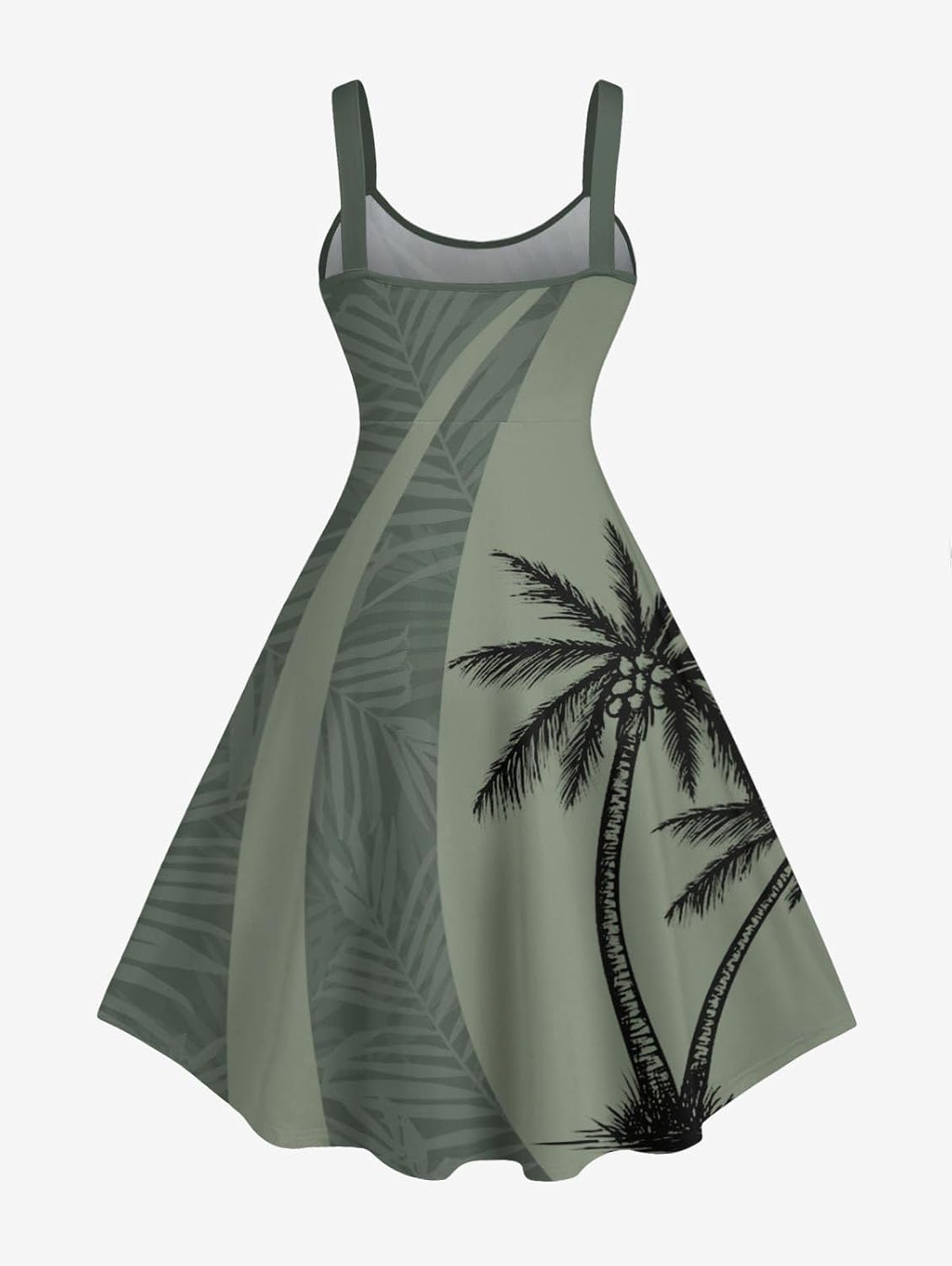 ROSE GAL Matchable Couple Hawaiian Coconut Tree Print Shirt or Plus Size Knee Length Fit and Flare Tank Dress