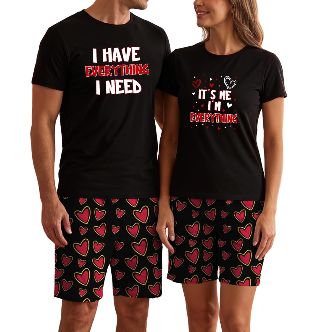 MI X TEE Matching Pajamas for Couples, His and Hers Sleepwear Sets